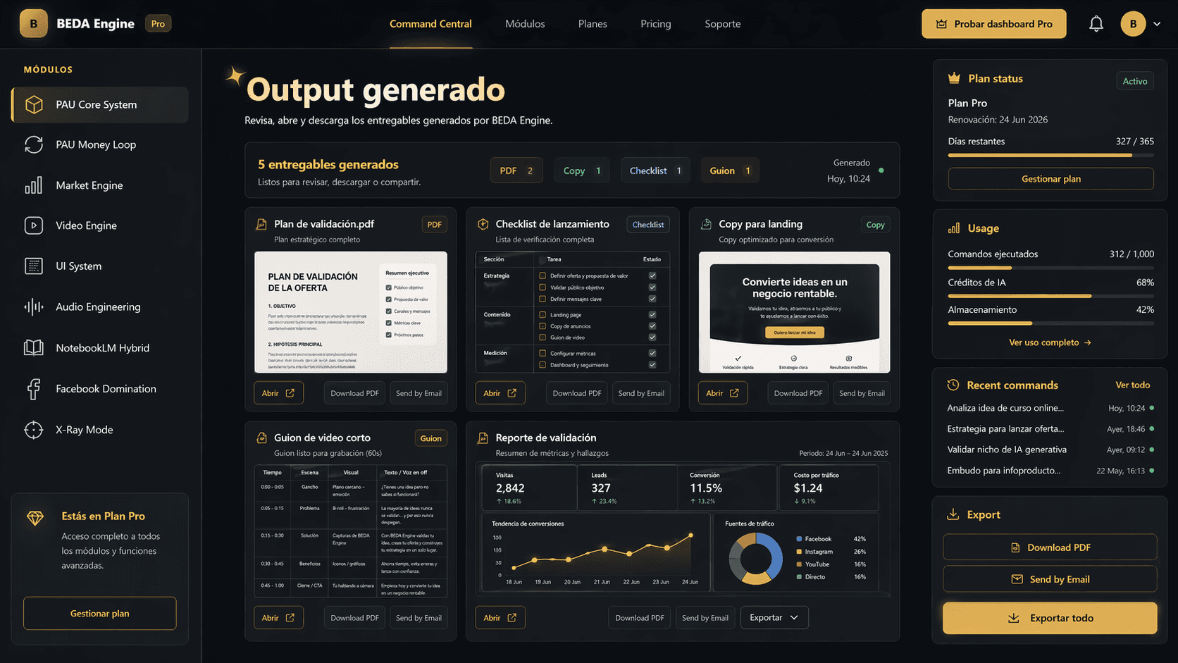 Vista previa de output generado