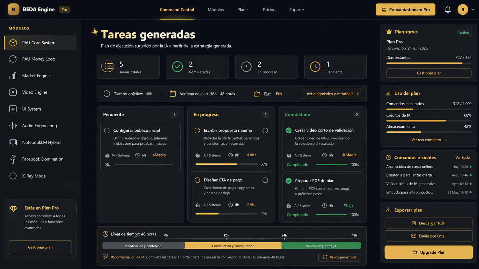 Vista previa de tareas generadas